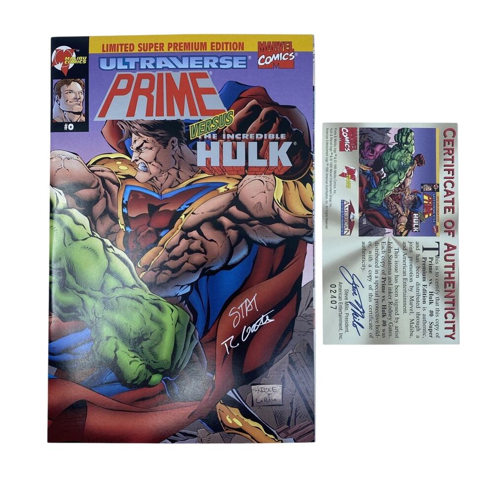 Ultraverse Prime Versus The Incredible Hulk #0 Signed Statema & Gates VF/NM